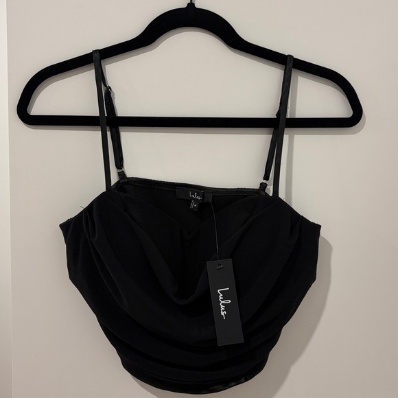 Lulus Forever Feeling Flirty Black Mesh Sleeveless Bustier Top - Picture 5 of 8